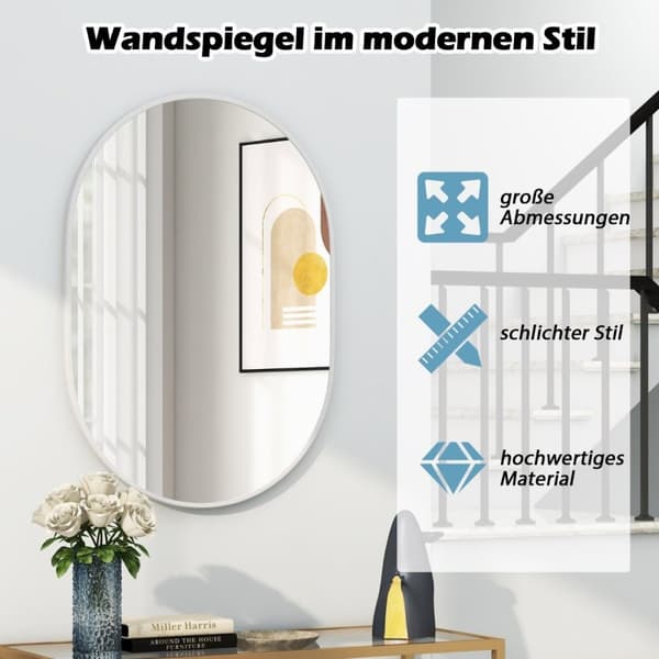 Baderomsspeil 70 x 50 cm stort kosmetikkspeil med bruddsikker film sort