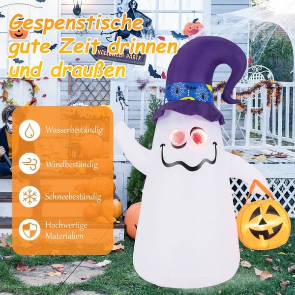 180 cm LED oppblåsbar Halloween-spøkelse med gresskar utendørs forferdelig dekorasjon Spøkelse Halloween-dekorasjon