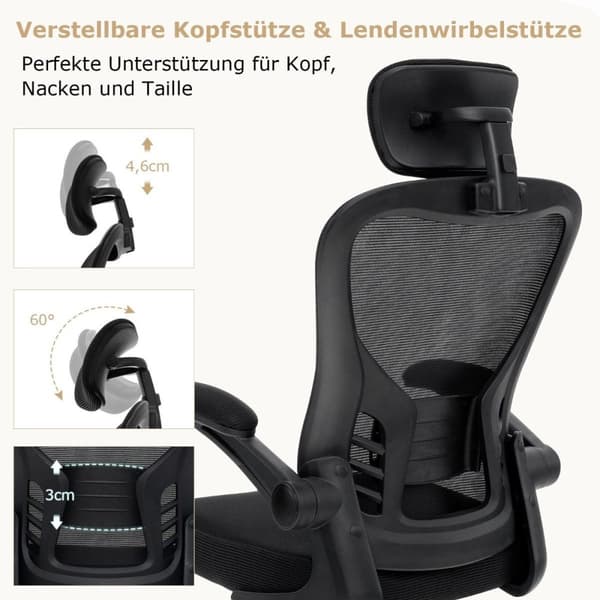 Ergonomisk kontorstol i mesh med gyngerygg direktørstol dreibar PC-stol