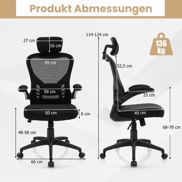 Ergonomisk kontorstol i mesh med gyngerygg direktørstol dreibar PC-stol