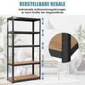 Miniatyrbilde 5 av 5: 5-lags oppbevaringshylle, plassbesparende kraftig hylle, metallhylle, verkstedhylle, svart