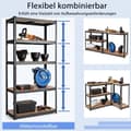 Miniatyrbilde 4 av 5: 5 nivåer oppbevaringsstativ med metallramme, metallstativ, lastekapasitet opptil 650 kg, 75 x 30 x 150 cm, svart