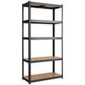 Miniatyrbilde 1 av 5: 5 nivåer oppbevaringsstativ med metallramme, metallstativ, lastekapasitet opptil 650 kg, 75 x 30 x 150 cm, svart