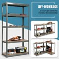 Miniatyrbilde 3 av 5: 5-lags oppbevaringsstativ, plassbesparende kraftig stativ, metallstativ, verkstedstativ, grå