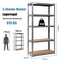 Miniatyrbilde 2 av 5: 5-lags oppbevaringsstativ, plassbesparende kraftig stativ, metallstativ, verkstedstativ, grå