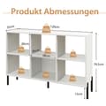 Miniatyrbillede 3 af 5: Reol med 6 rum stående hylde med hævede metalben og justerbare hylder 120 x 35 x 79,5 cm hvid
