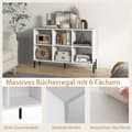 Miniatyrbillede 4 af 5: Reol med 6 rum stående hylde med hævede metalben og justerbare hylder 120 x 35 x 79,5 cm hvid