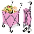 Pikkukuva 2 / 5: Taitettava ostoskärry pyörillä Tilavuus 90L/55kg käsikärry irrotettavalla Oxford-laukulla Pink