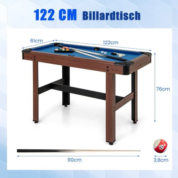 Biljardbord av tre med 2 køer 2 kritt & Trekant & Pensel biljardbord bord biljard blå