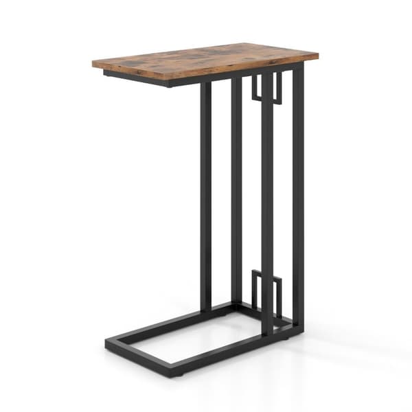 C-format sidobord kompakt soffbord för små utrymmen soffbord med metallram 48 x 26 x 66 cm