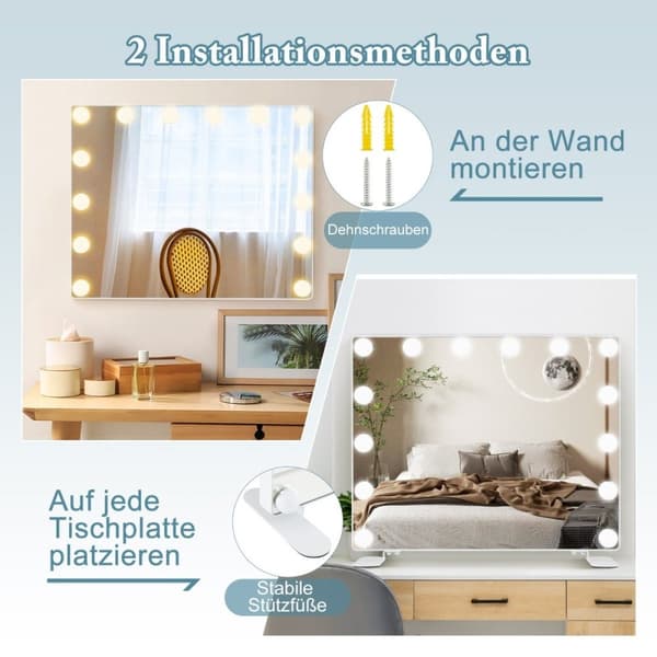 Hollywood makeup spejl med belysning og intelligent touch kontrol skrivebordsspejl