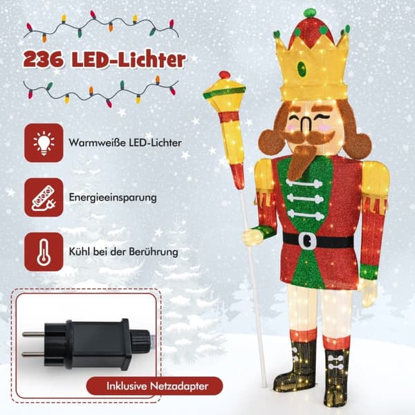 Stor jul Nötknäpparfigur med LED-lampor XXL Upplyst juldekoration