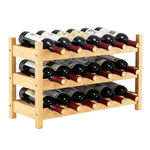 3 etagers vinreol bambus vinstander til 18 flasker 62 x 24 x 38 cm natur