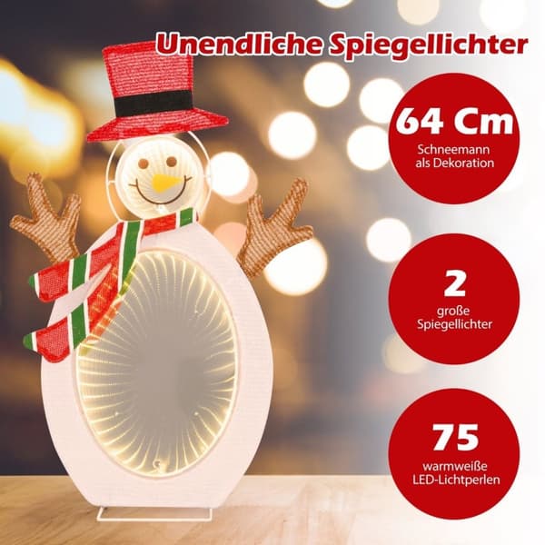 LED snømann med 2 tunnellys Julefigur julelys