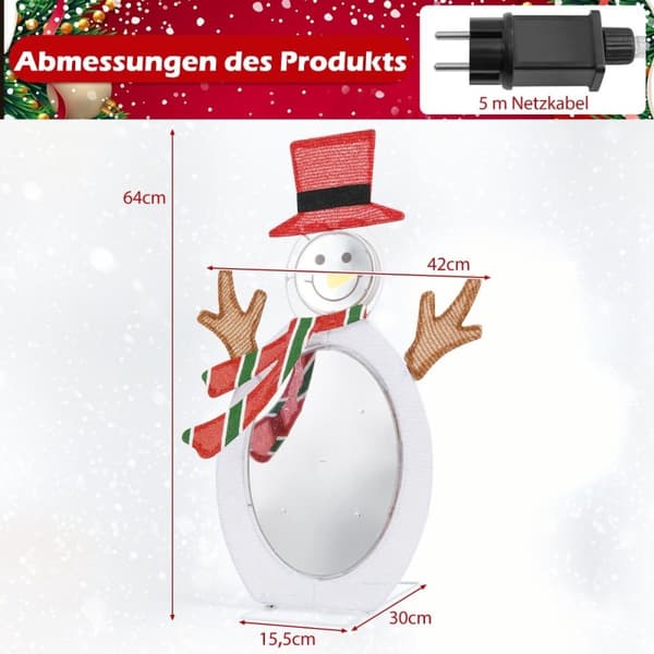 LED snømann med 2 tunnellys Julefigur julelys