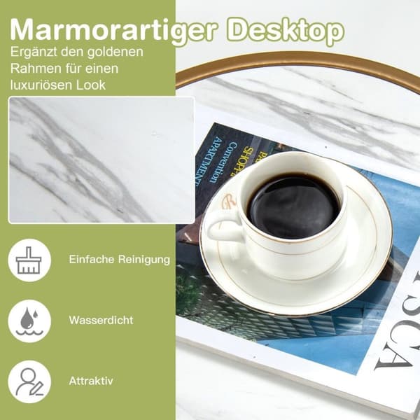 Setti 2 Marble Look sohvapöytää kultaisilla metallijaloilla Moderni sivupöytä