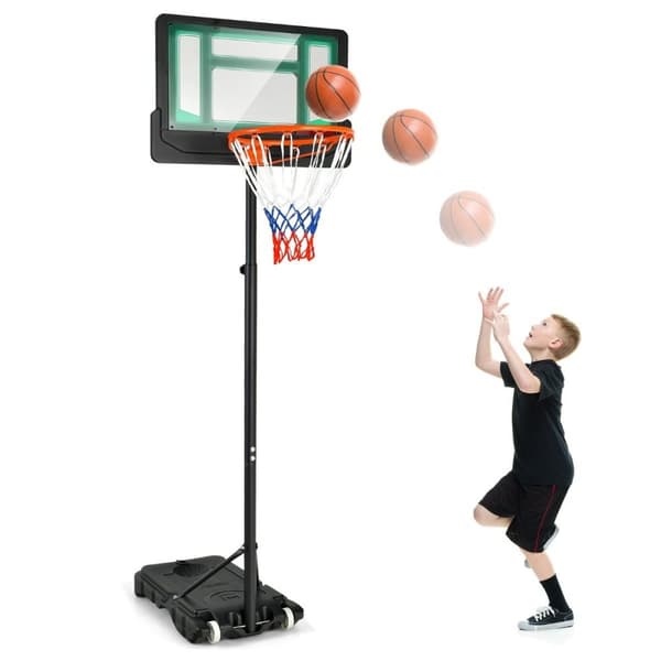 Basketballstativ 90/158-210 cm højdejusterbar basketballkurv med stativ vejrbestandig indendørs udendørs grøn