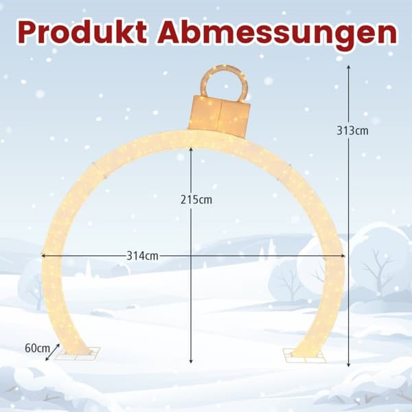 313 cm korkea joulukaari valoilla Joulukaari Suuri joulukoristeet