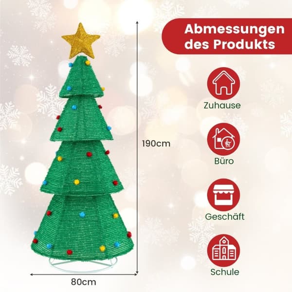 LED kunstjuletre 190cm opplyst juletre med 200 LED-lys