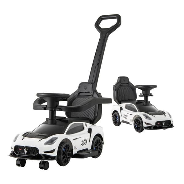 Mazerati ride-on bil ride-on køretøj med beskyttende bar &amp; Trykstang hvid