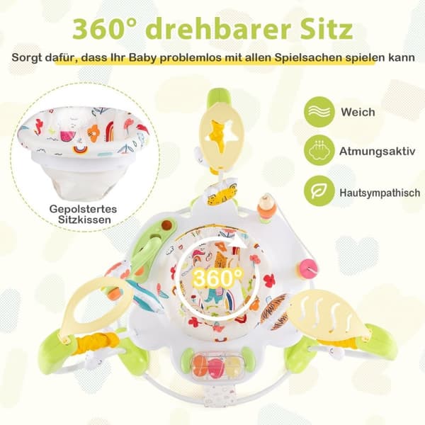Baby Sky Jumperoo med justerbare højder & legetøj & spilledåse Baby Walker Gul