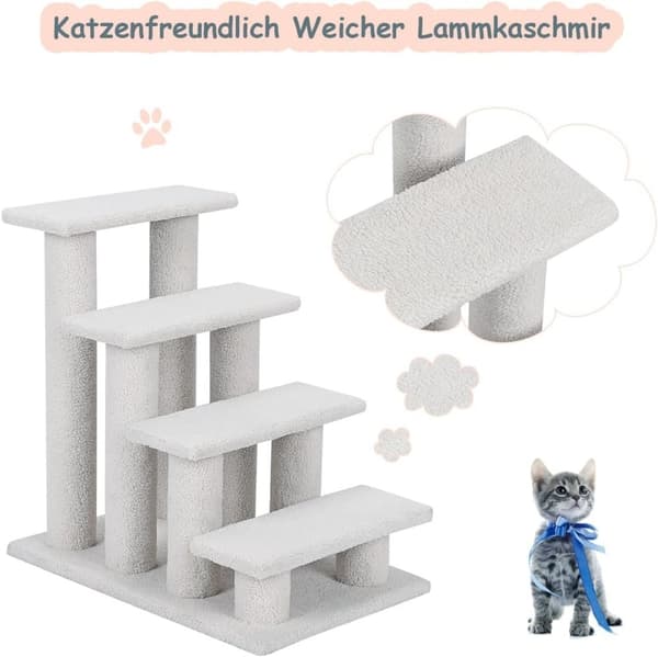 4 trinns dyretrapper for katter og hunder opptil 25 kg kattetrapper hundetrapper beige