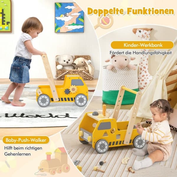 2-i-1 Baby Walker i trä med Multi-Activity Center Baby Walker Baby Walker