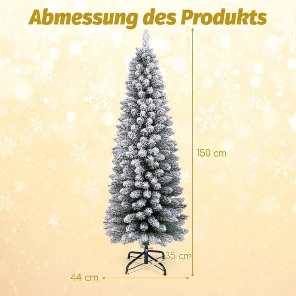 Kunstig juletreblyant 150 cm juletre med snøgrønn