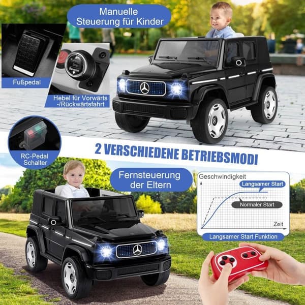 Mercedes-Benz elbil for barn med 2,4G fjernkontroll &amp; Frontlykt 12V elbil sort