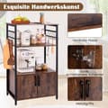 Miniatyrbilde 5 av 5: Kjøkkenhylle med skap 3-lags bakerhylle med 2 åpne hyller og 10 kroker 60 x 40 x 100 cm brun
