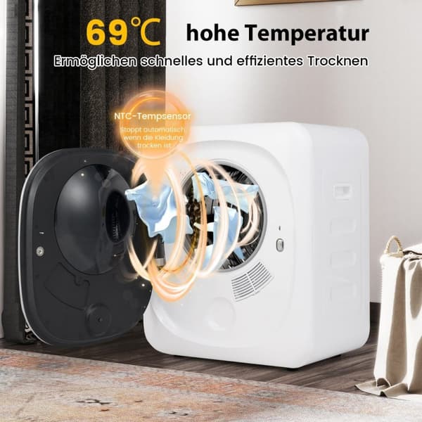Pieni kuivausrumpu 5 kg, 5 ohjelmaa 69 ℃ asti kuivausrumpu 800 W