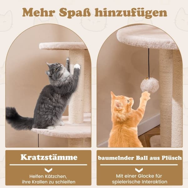 146 cm skrapstolpe med kattgrotta & abborre & cattail kattkorg kattträd