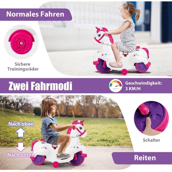 Børne elektrisk motorcykel med musik &amp; LED &amp; Elektrisk motorcykel med træningshjul til børn fra 3 år og derover pink