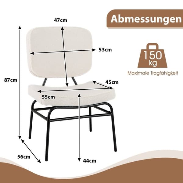 Ruokailutuoli kaareva istuimella &amp; Selkänoja Sherpa keittiön tuoli pehmustettu tuoli beige