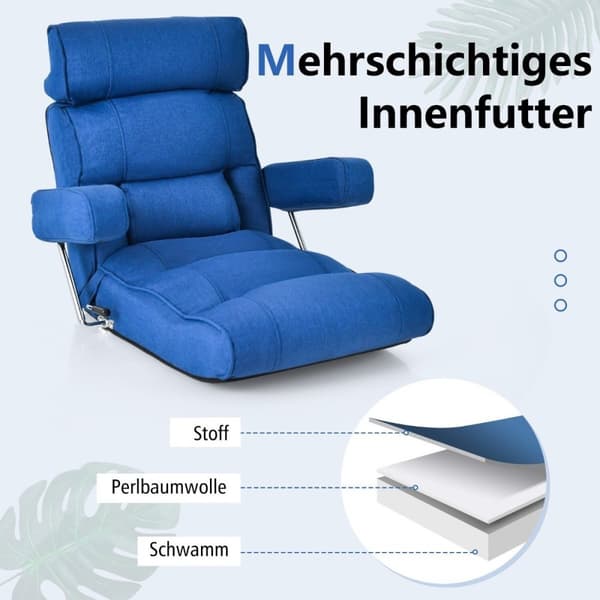 Gulvstol sammenleggbar bond sofa med justerbar rygg 80 x 72 x 75 cm blå