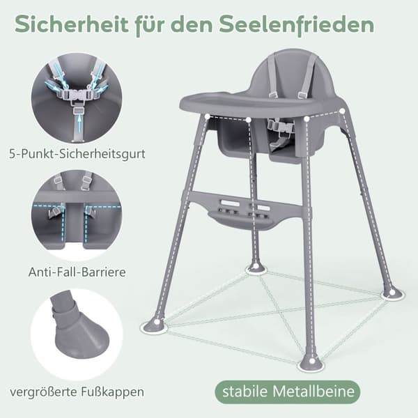 4 in 1 syöttötuoli vauvan syöttötuoli irrotettavalla alustalla vauvan syöttötuoli harmaa