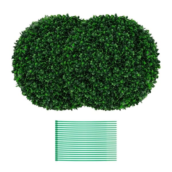 Setti 2 puksipuupalloa 52 cm puksipuupalloja UV-kestävä topiary keinokasvi tummanvihreä