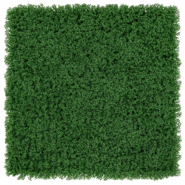 Pakkauksessa 12 kasviseinämää 50,5 x 50,5 cm keinosammalseinä yhdistettävä tummanvihreä