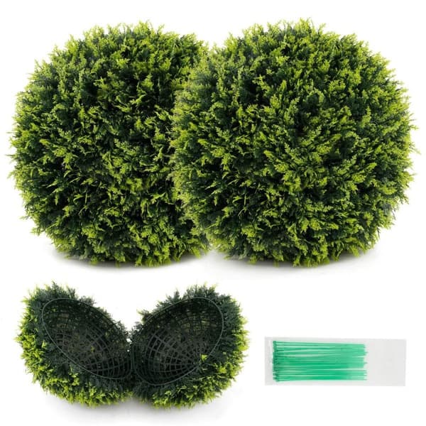 Sæt med 2 buksbomkugler 52 cm buksbomkugle cedertræ UV-bestandig topiary kunstig plantegrøn