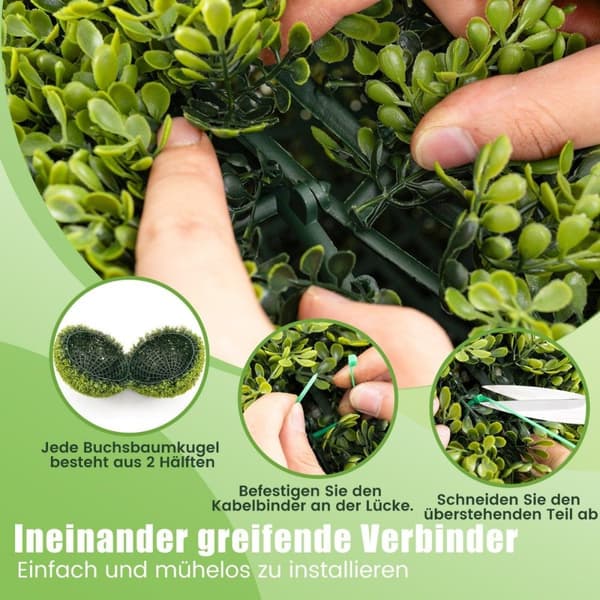 Sæt med 2 buksbomkugler, 39 cm buksbomkugler, UV-bestandige, dekorative kugleplanter til hjemmet