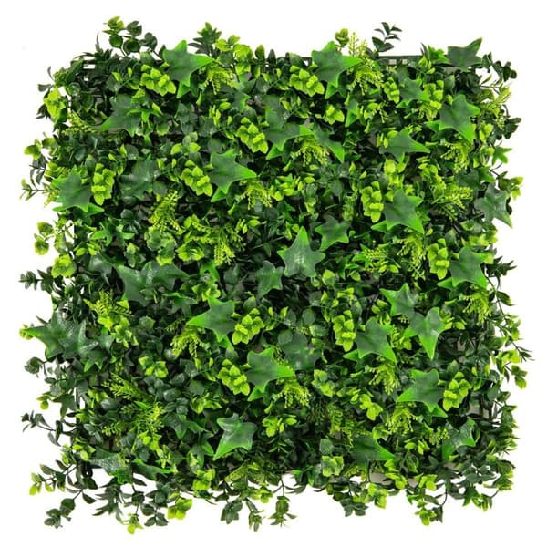 Pakke med 12 kunstig hekk plantevegg 50,5 x 50,5 cm UV-beskyttet blandede blader