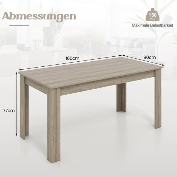 Trämatbord 160 x 80 cm stort bord rektangulärt köksbord matbord natur