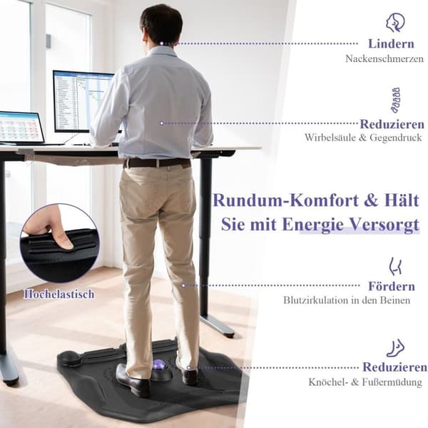 Anti-trötthetsmatta med massagepunkter & 360° rullande massageboll stående matta