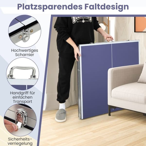 Kannettava pöytätennispöytäsetti, verkko ja 2 mailaa ja 3 palloa minipöytätennispöytä