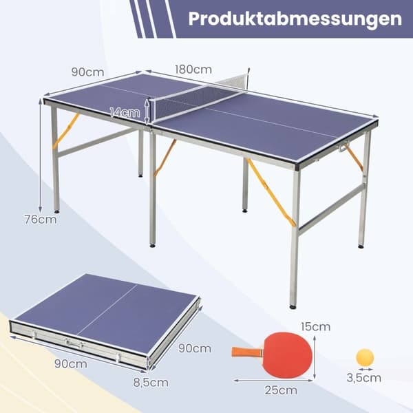 Kannettava pöytätennispöytäsetti, verkko ja 2 mailaa ja 3 palloa minipöytätennispöytä