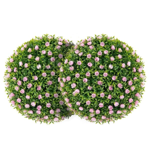 Sæt med 2 buksbomkugler, UV-bestandige dekorative kugler, topiær kunstig plante, dekorativ plante, diameter 37 cm