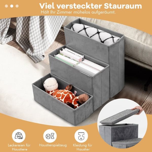 3-stegs hundtrappa, halkfri hopfällbar hundramp, bärbar klätterstege för husdjur