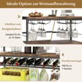 Miniatyrbilde 3 av 5: 4-lags frittstående vinstativ med vinkjeller og 4 rader glassholder vinbarbord
