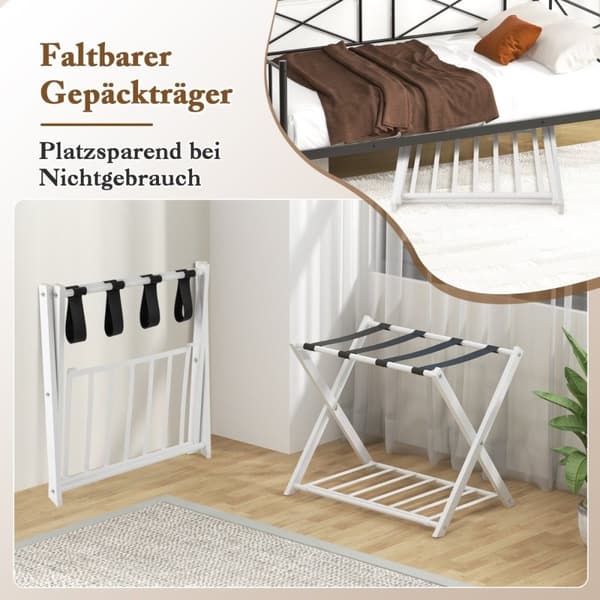 Sammenleggbart koffertstativ med 2-lags design bagasjestativ metall bagasjestativ koffertstativ