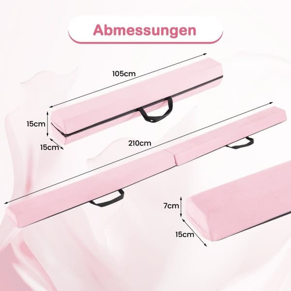 210 cm balansebjelke gymnastikkbjelke sammenleggbar gymnastikkbjelke sklisikker balansebjelke opptil 73 kg rosa
